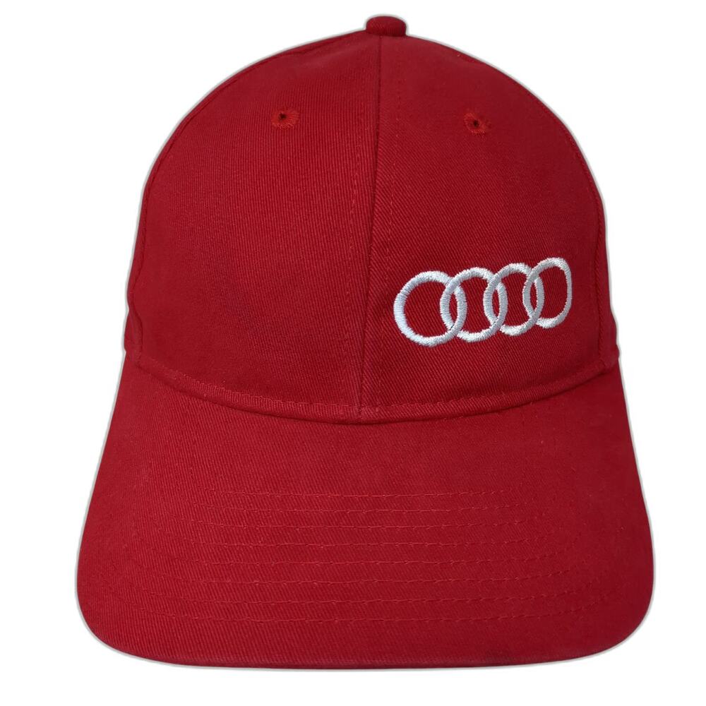 Cap America Red White One Size Audi Boise Rings Logo Embroidered Slideback Hat